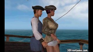 This sexy 3D pirate babe is riding a big cock