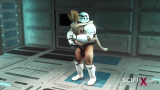 A sexy young hottie gets fucked by stormtrooper in the spaceships