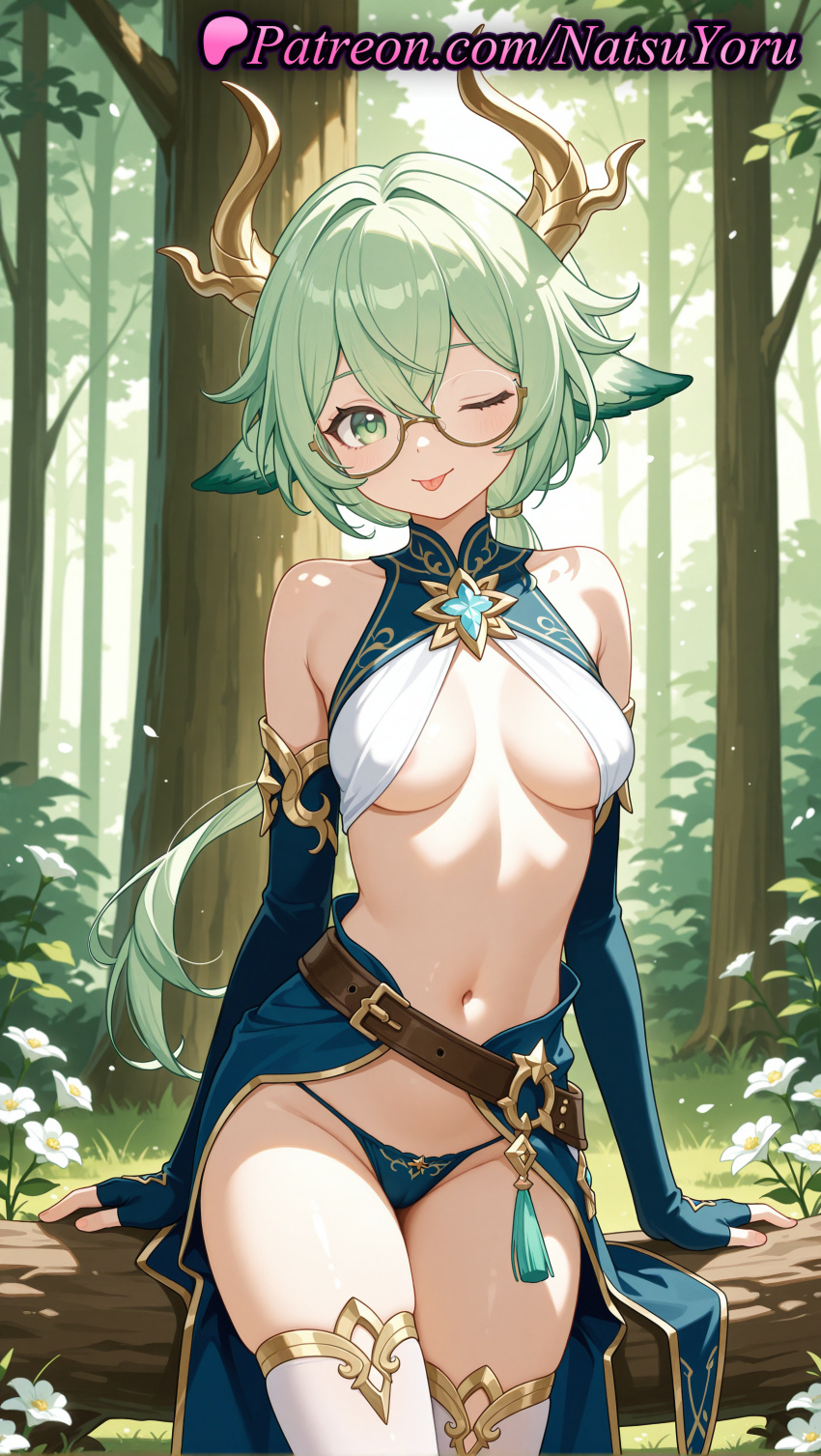 1girl 1girl 1girls 2025 ai ai_generated alternate_costume animal_ears anime anime_style antlers aqua_panties areola_slip arm_support bangs bare_shoulders belt big_breasts bikini blue_gloves blue_panties blue_skirt breasts breasts_apart brooch brown_belt bust closed_mouth clothing cowboy_shot crossed_bangs day detached_sleeves dog_ears elbow_gloves female_focus female_only fingerless_gloves flower forest genshin_impact glasses gloves gold_trim green_eyes green_hair hair_between_eyes hair_ornament hentai high_quality high_res high_res high_resolution horns jewelry lips long_hair looking_at_viewer low_ponytail makeup medium_breasts megane natsuyoru nature navel one_eye_closed outside panties patreon ponytail revealing_clothes round_eyewear semi-rimless_eyewear showgirl_skirt sitting skirt smile solo_female stable_diffusion stockings stockings stomach string_panties sucrose_(genshin_impact) tassel thighs tongue tongue_out tree under-rim_eyewear underwear vision_(genshin_impact) voluptuous voluptuous_female white_flower white_thighhighs