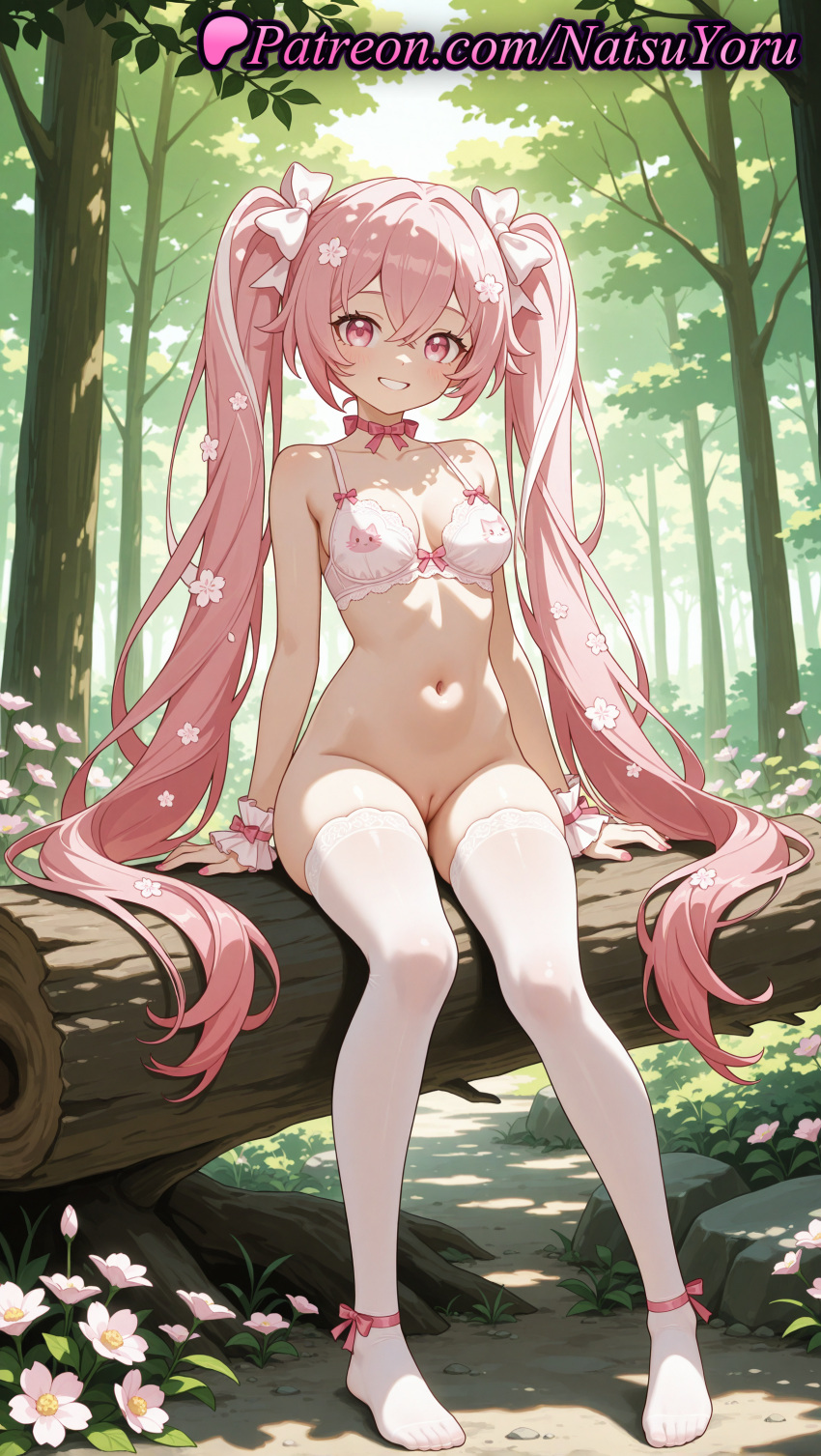 1girl 1girl 1girls 2025 ai ai_generated anime anime_style ankle_ribbon bangs bare_shoulders big_breasts bikini_top bottomless bow bow_bra bra breasts bust choker cleavage cleft_of_venus clothing collarbone crossed_bangs day feet female_focus female_only floral_print flower flowers foot_fetish forest frilled_bra full_body grin hair_between_eyes hair_bow hair_flower hair_intakes hair_ornament hentai high_quality high_res high_res high_resolution hololive hololive_gamers hololive_gen_0 hololive_gen_1 hololive_japan leg_ribbon legs lingerie log long_hair looking_at_viewer medium_breasts natsuyoru nature navel no_shoes non-asian nopan outside paipan patreon pink_bow pink_choker pink_eyes pink_flower pink_hair pink_nails pink_ribbon plant pussy pussy red_eyes ribbon ribbon_choker sakura_miko shaved_vagina sitting small_breasts smile solo_female stable_diffusion stockings stomach teeth thighs toenails toes tree twin_tails uncensored underwear underwear_only very_long_hair voluptuous voluptuous_female white_bow white_bra white_legwear white_thighhighs wrist_cuffs